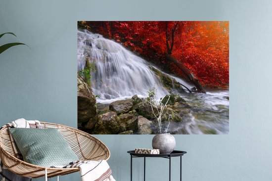 Stickers muraux - Film autocollant - Cascade - Rochers - Water - Automne - 80x60 cm - Film adhésif - Stickers muraux Chambre d'enfant - Papier peint autocollant