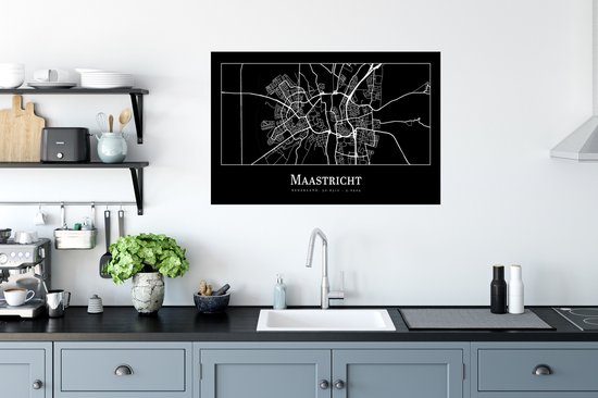 Muurstickers - Sticker Folie - Kaart - Plattegrond - Maastricht - Stadskaart - 90x60 cm - Plakfolie - Muurstickers Kinderkamer - Zelfklevend Behang - Zelfklevend behangpapier - Stickerfolie