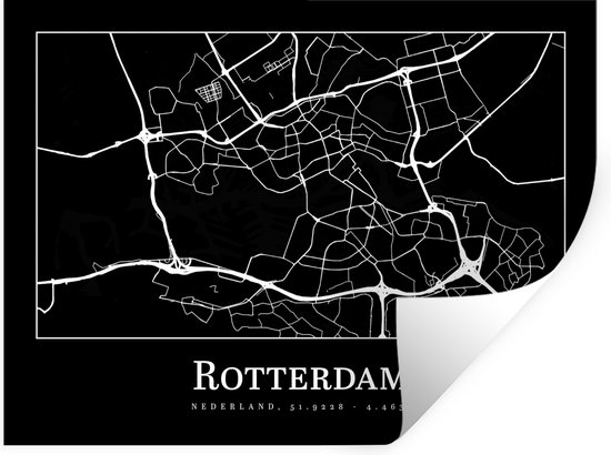 Muurstickers - Sticker Folie - Rotterdam - Kaart - Stadskaart - Plattegrond - 120x90 cm - Plakfolie - Muurstickers Kinderkamer - Zelfklevend Behang - Zelfklevend behangpapier - Stickerfolie
