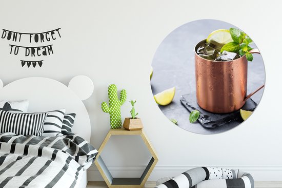 WallCircle - Wall Circle - Wall Circle Indoor - Gobelet - Boisson - Citroen - 140x140 cm - Décoration murale - Peintures Ronds