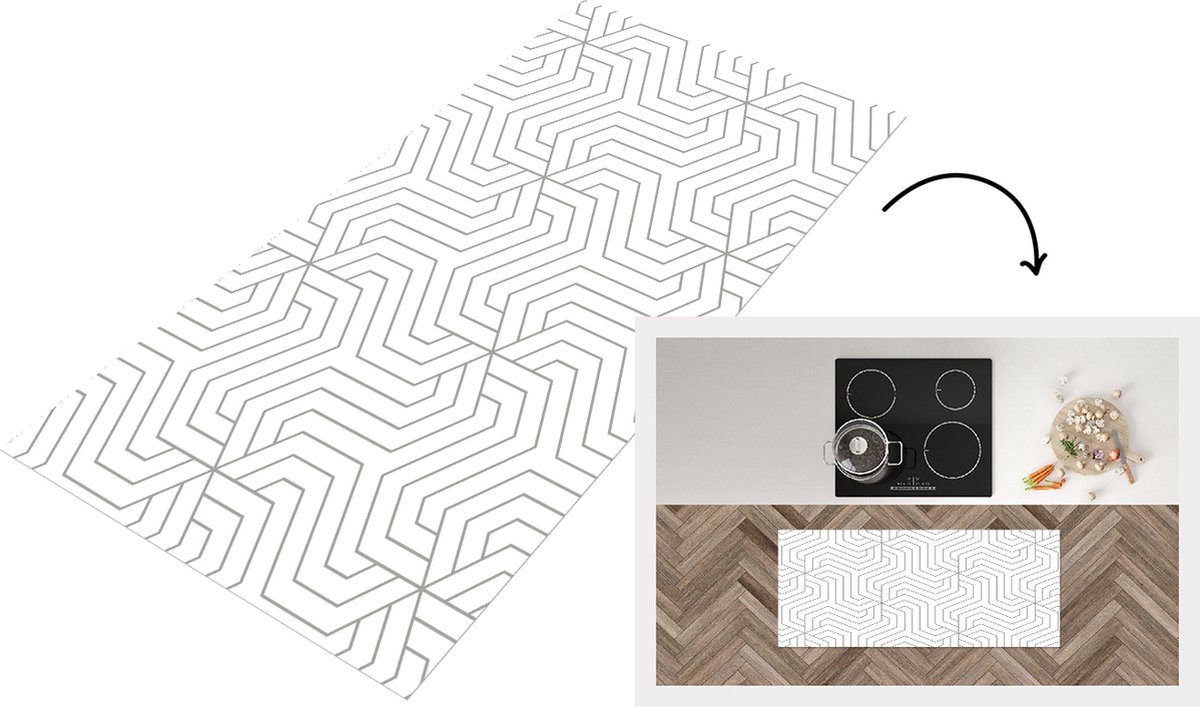Keukenloper - Loper keuken - Geometrie - Lijn - Patroon - 120x50 cm - Keukenloper vinyl
