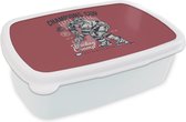 Broodtrommel Wit - Lunchbox - Brooddoos - IJshockey schaatsen - Sport - Vintage - 18x12x6 cm - Volwassenen
