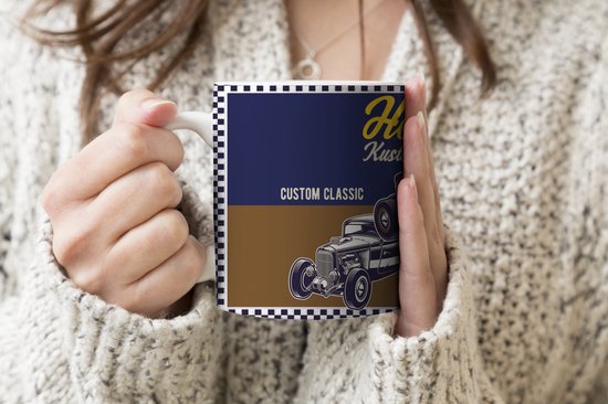 Mug - Mancave - Voiture - Rétro - Lettres - 350 ML - Tasse - Cadeau Sinterklaas - Cadeaux de Noël - Cadeaux de chaussures - Cadeaux à distribuer