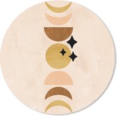 Muismat - Mousepad - Rond - Maan - Ruimte - Pastel - Bohemian - 20x20 cm - Ronde muismat