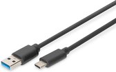 DIGITUS USB 3.2 Gen1 aansluitkabel - 1.0 m - USB A (St) naar USB C (St) - 5 Gbit/s - Aansluitkabel - Blister - Zwart