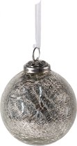 Clayre & Eef Kerstbal Ø 9 cm Zilverkleurig Glas Kerstdecoratie
