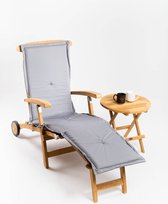 Teakea - Deckchair met wielen met Rondo tafeltje | Licht Grijs Kussen