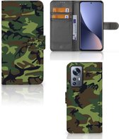Xiaomi 12 Pro Portemonnee hoesje Army Dark