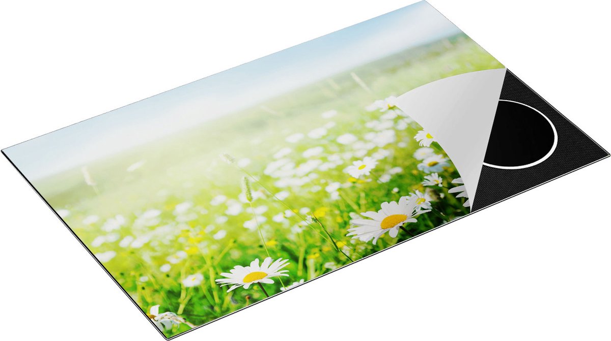 Chefcare Inductie Beschermer Bloemenveld van Madeliefjes - Bloemen - 85x52 cm - Afdekplaat Inductie - Kookplaat Beschermer - Inductie Mat