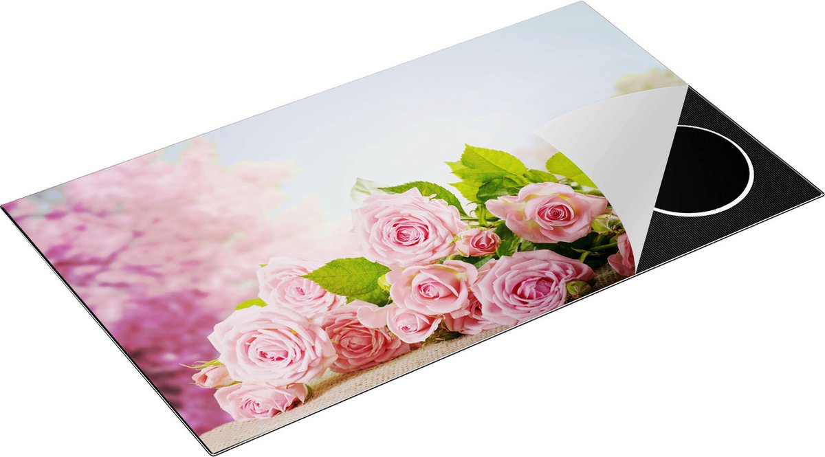 Chefcare Inductie Beschermer Boeket Roze Rozen Bloemen - 91,2x52 cm - Afdekplaat Inductie - Kookplaat Beschermer - Inductie Mat