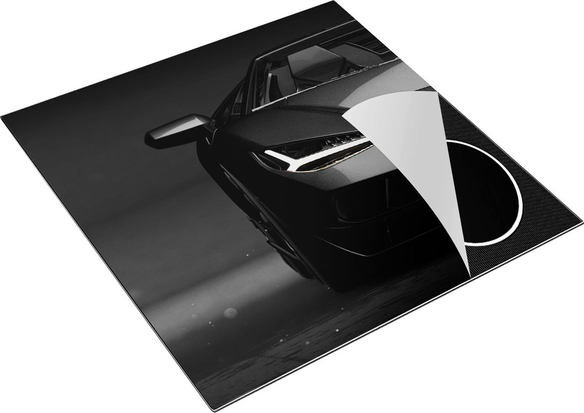 Chefcare Inductie Beschermer Zwarte Sportwagen Auto - 78x78 cm - Afdekplaat Inductie - Kookplaat Beschermer - Inductie Mat