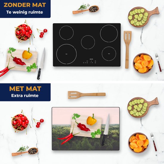 Chefcare Inductie Beschermer Eindeloze Bos met Groene Bomen - 80,2x52,2 cm - Afdekplaat Inductie - Kookplaat Beschermer - Inductie Mat