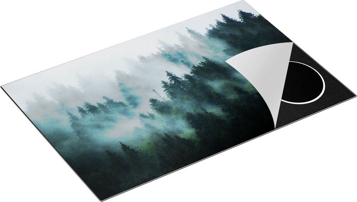 Chefcare Inductie Beschermer Bos met Bomen in de Mist - 80x50 cm - Afdekplaat Inductie - Kookplaat Beschermer - Inductie Mat
