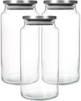 Joy Kitchen glazen voorraadpot met metalen deksel 1400 cc | voorraadpotten glas met deksel | Metalen deksel | voorraadpotten glas | voorraadpot koffie | snoeppot glas met deksel | kruidenrek | kruidenrek potjes | Zilver