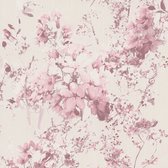 Bloemen behang Profhome 378163-GU vliesbehang licht gestructureerd met bloemen patroon mat roze paars crèmewit wit 5,33 m2