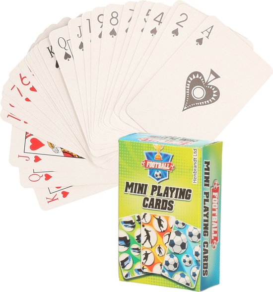 Thumbnail van een extra afbeelding van het spel Mini voetbal thema speelkaarten 6 x 4 cm in doosje van karton - Handig formaatje kleine kaartspelletjes