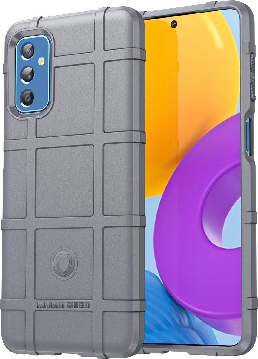 Mobigear Hoesje geschikt voor Samsung Galaxy M52 Telefoonhoesje Flexibel TPU | Mobigear Rugged Shield Backcover Shockproof | Schokbestendig Galaxy M52 Telefoonhoesje | Anti Shock Proof - Grijs