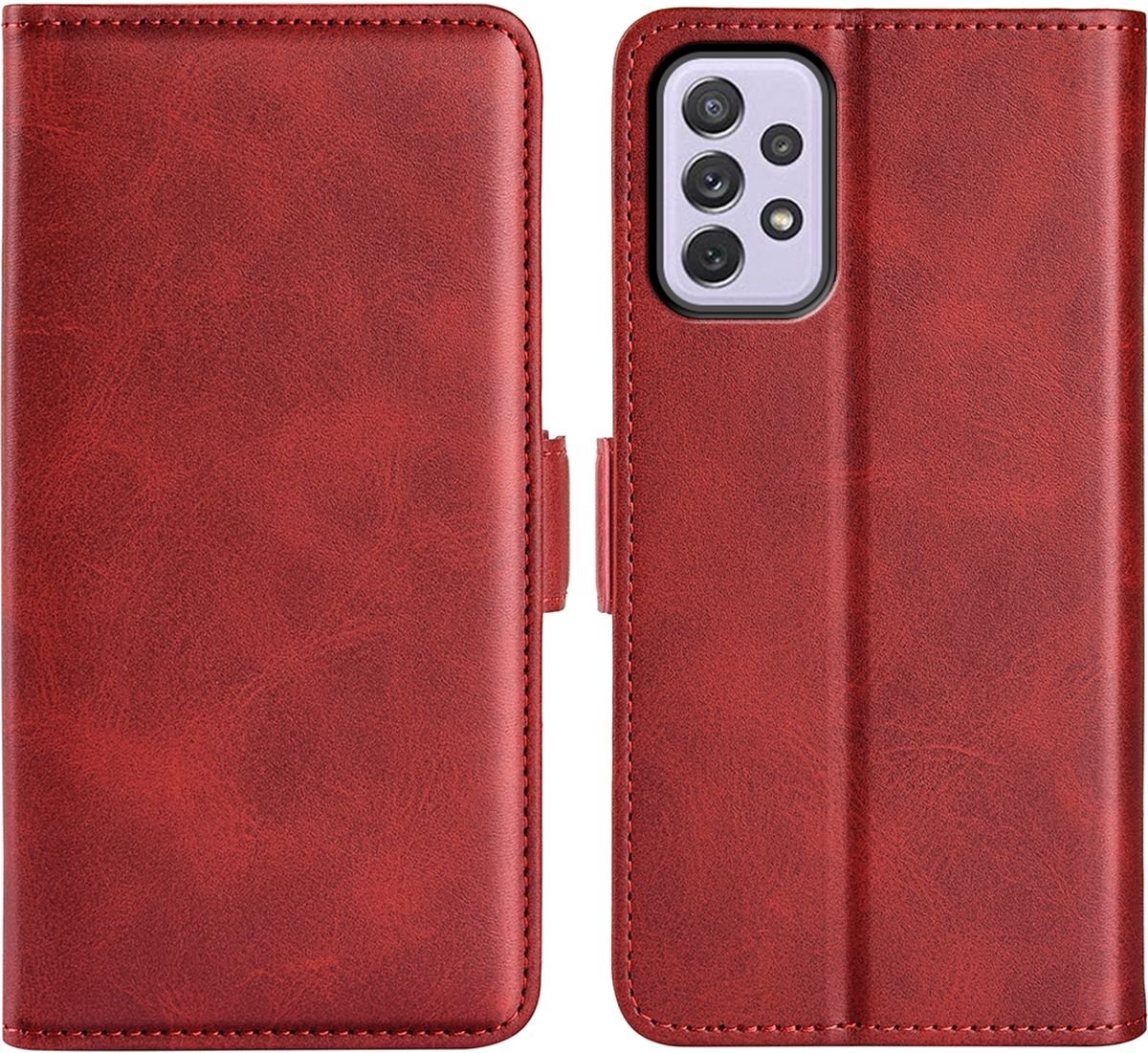 Mobigear Telefoonhoesje geschikt voor Samsung Galaxy A73 Hoesje | Mobigear Slim Magnet Bookcase Portemonnee | Pasjeshouder voor 3 Pasjes | Telefoonhoesje voor Pinpas / OV Kaart / Rijbewijs - Rood