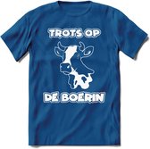 T-Shirt Knaller T-Shirt|Trots op de boerin / Boerenprotest / Steun de boer|Heren / Dames Kleding shirt Koe|Kleur Blauw|Maat XL