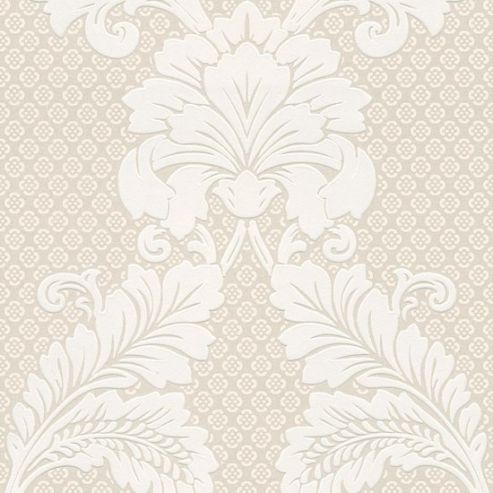 Barok behang ATLAS CLA-597-5 vliesbehang glad met grafisch patroon glanzend crème goud