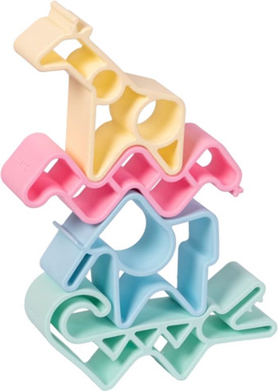 dëna 4-delige Speelgoedset Pastel dieren silicone van Dena. — afbeelding 2