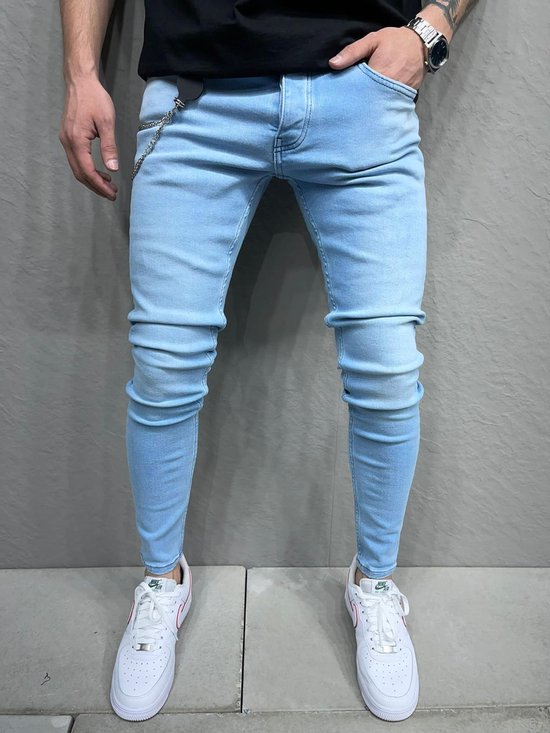 Mannen Stretchy Ripped Skinny Jeans Hole Slim Fit Denim Hoge Kwaliteit Jeans-W32  | bol.com