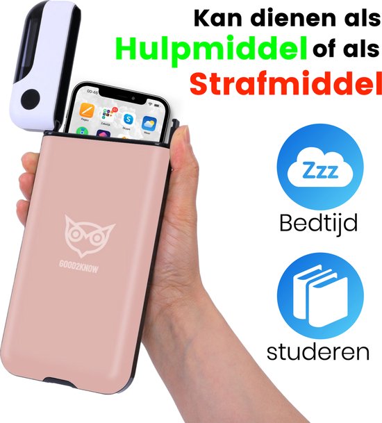 Good2know Telefoon Kluis met Tijdslot - Roze - Timer – Voor één telefoon - Kluis - Kitchen Safe – meer Focus & Zelfdiscipline - studiehulp
