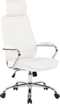 Chaise de bureau CLP Rako cuir véritable blanc