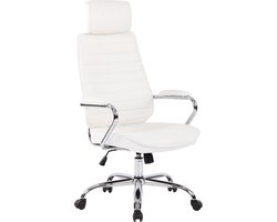 CLP Rako Bureaustoel - Ergonomisch - Voor volwassenen - Met armleuningen - Echt Leder - wit