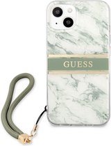 Guess Marble Stripe Back Case - Geschikt voor Apple iPhone 13 (6.1") - Groen