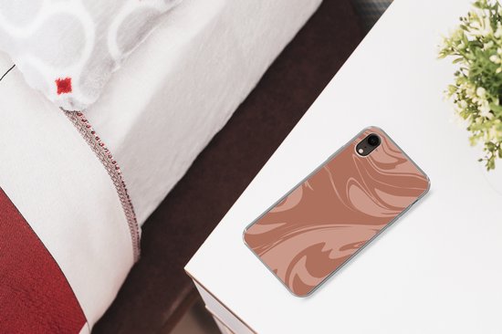 Coque pour iPhone XR - Imprimé marbré - Marron - Chocolat - Coque en Siliconen téléphone -