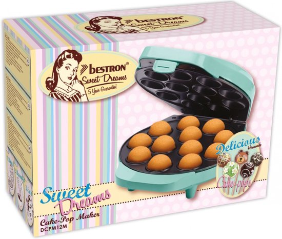Bestron Cake pop maker - DCPM12M - 700W - 12 cake pops - Incl. 12 stokjes & vorkjes - Mint - 5 jaar garantie van Bestron — afbeelding 3