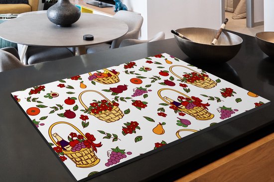 KitchenYeah® Inductie beschermer 89.6x51.6 cm - Mand - Fruit - Patronen - Kookplaataccessoires - Afdekplaat voor kookplaat - Inductiebeschermer - Inductiemat - Inductieplaat mat