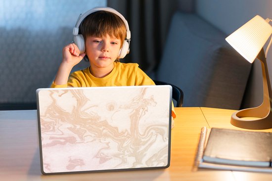 Sticker pour ordinateur portable - 11,6 pouces - Marbre - Rose - Motif