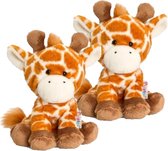 2x stuks keel Toys pluche giraffe knuffel oranje 14 cm - Safari dieren knuffelbeesten
