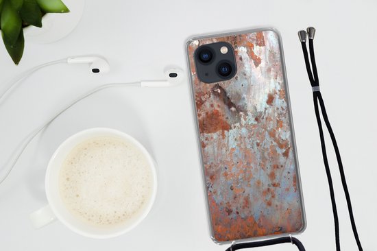 Coque avec cordon iPhone 13 Mini - Métaux - Rouille - Argent - Siliconen - Bandoulière - Coque arrière avec cordon - Coque pour téléphone avec cordon - Coque avec corde