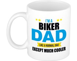 Biker dad cadeau beker / mok - wit - motorrijder kado - papa / verjaardag / Vaderdag