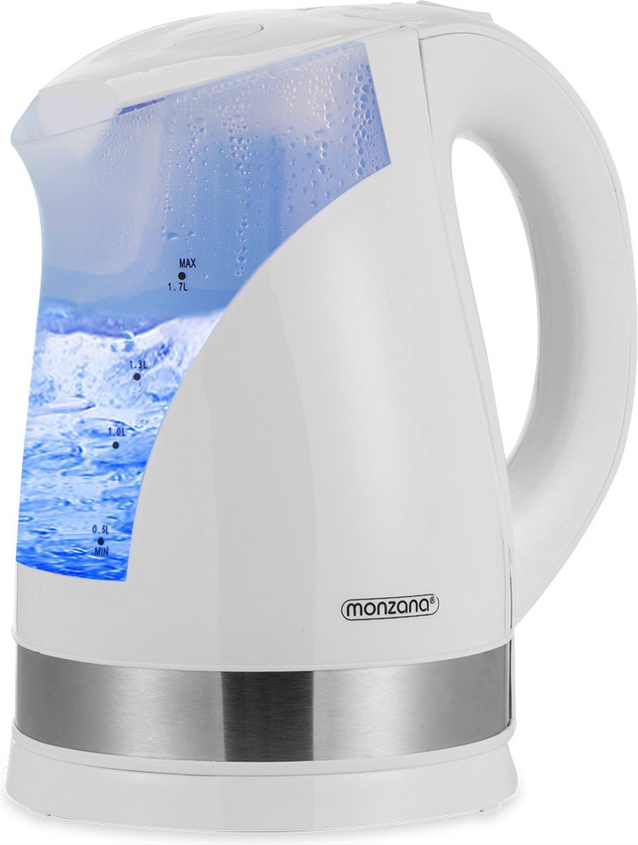 Monzana Waterkoker 1,7L LED - 2200W Kalkfilter BPA Vrij - Wit