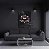 Luxe Canvas Schilderij Flower Lip | 40x60 | Woonkamer | Slaapkamer | Kantoor | Muziek | Design | Art | Modern | ** 4CM DIK! 3D EFFECT**
