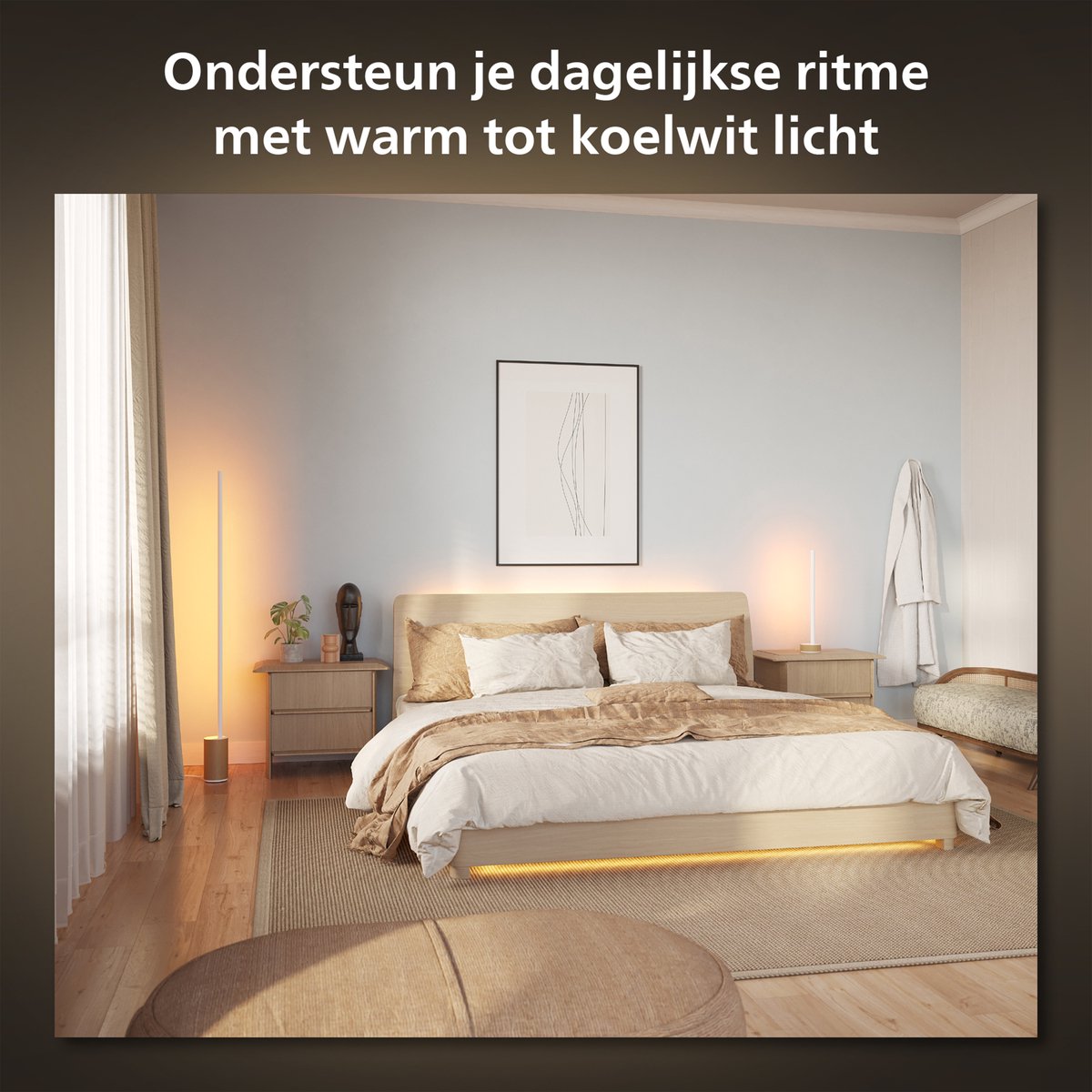 Philips Hue gradient Signe vloerlamp - wit en gekleurd licht - houtkleurig — afbeelding 7
