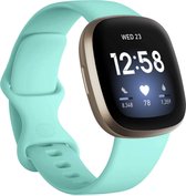 Mobigear Siliconen Watch bandje geschikt voor Fitbit Versa 3 Bandje Druksluiting | Mobigear Sport Dual - Turquoise