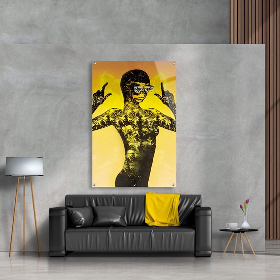 Luxe Plexiglas Schilderij Yellow Girl | 100x150 | Woonkamer | Slaapkamer | Kantoor | Muziek | Design | Art | Modern | ** 5MM DIK**
