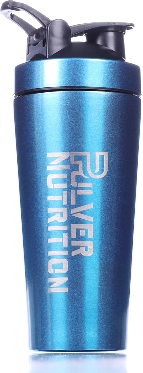 Goedkoopste Pulver® - RVS Shakebeker & Drinkfles - 1000 ml Proteïne en Eiwit Shaker - BPA Vrij - Shake Beker - Shaker – Blauw