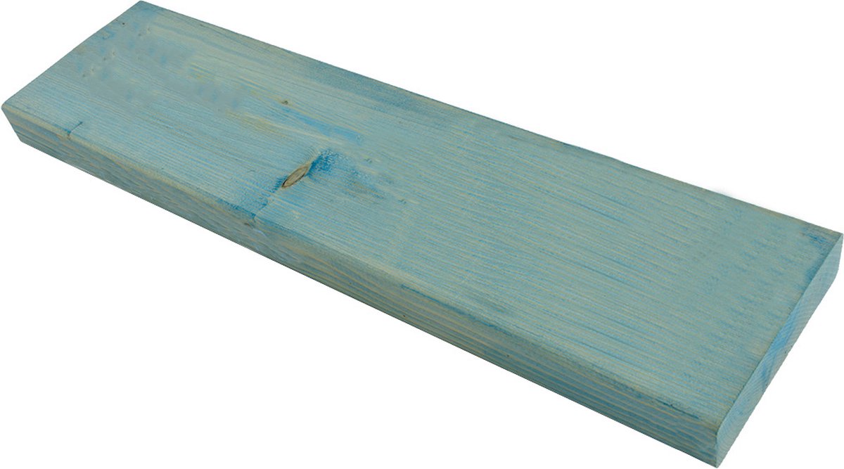 Wandplank voor binnen of buiten - Blauw gebeitst - L 55 x B 15 cm