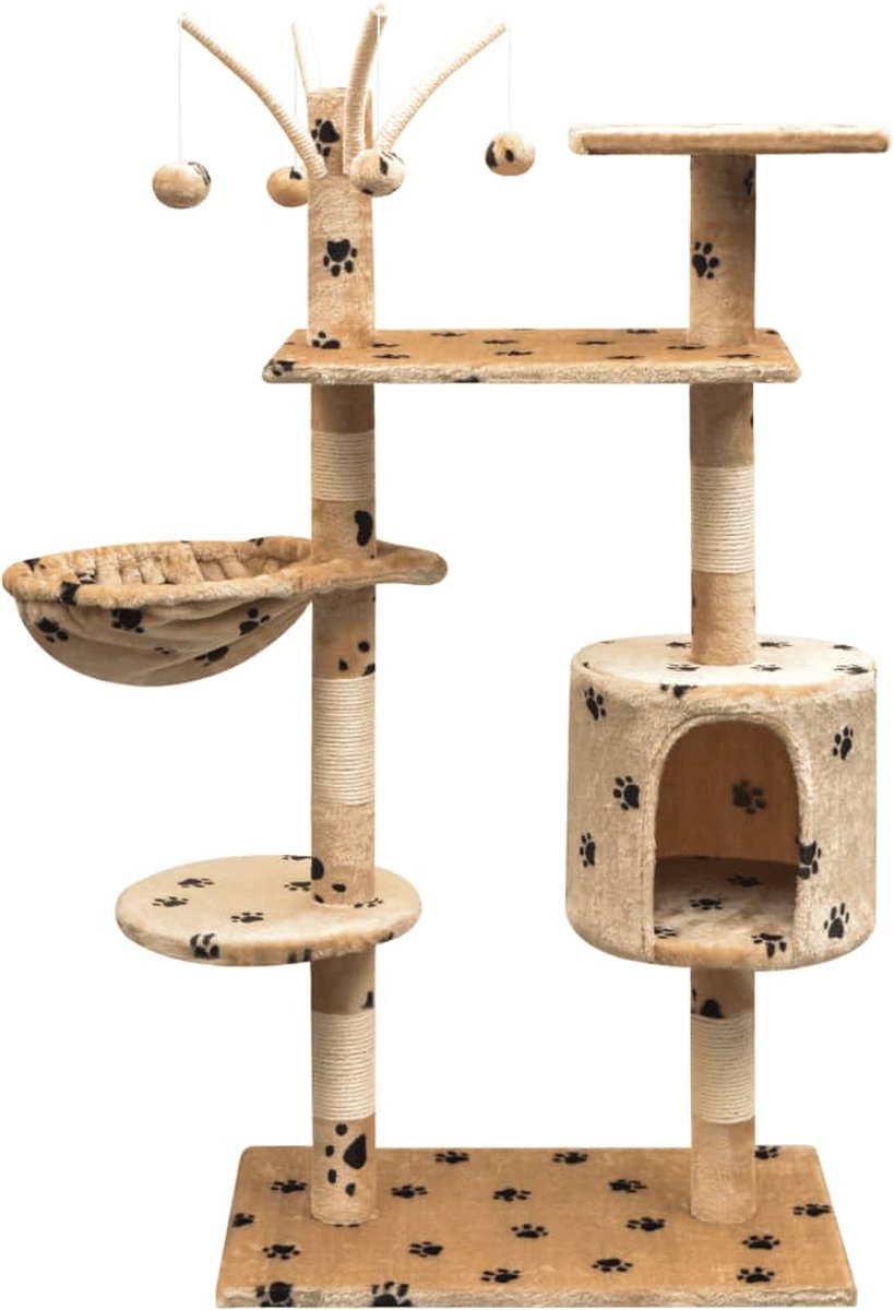 VidaLife Kattenkrabpaal met sisal krabpalen 125 cm pootafdrukken beige