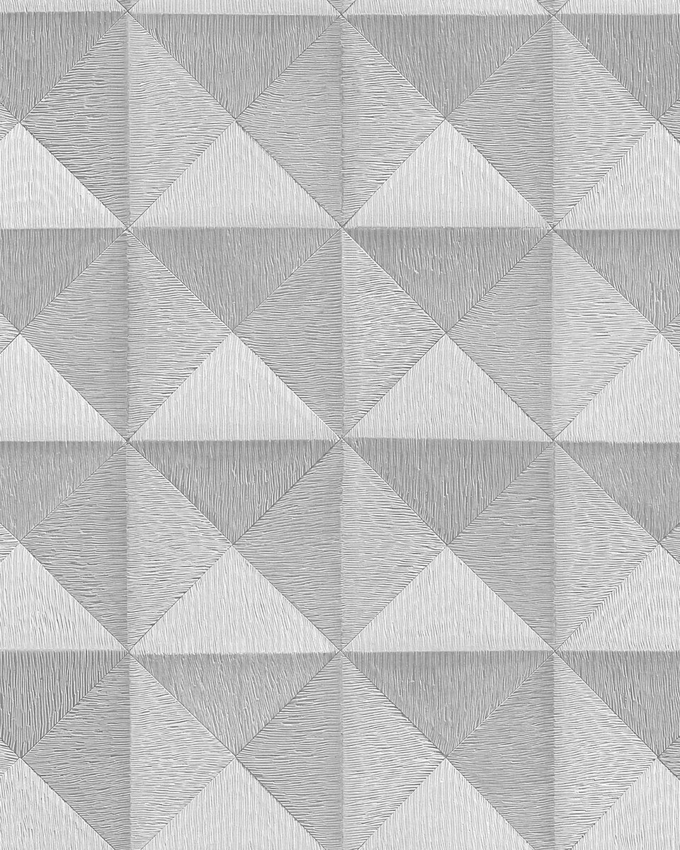 Grafisch behang Profhome BA220061-DI vliesbehang hardvinyl warmdruk in reliëf gestempeld met grafisch patroon en metalen accenten zilver 5,33 m2