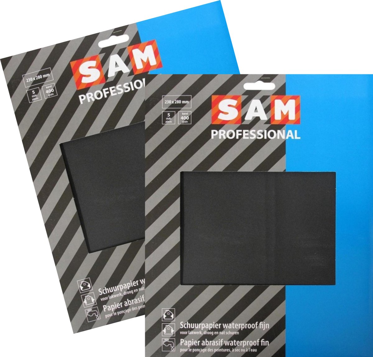 SAM professional schuurpapier - waterproof - korrel 400 - schuren en slijpen van verf, lak en plamuur - zeer geschikt voor autolakken - 2 x 5 stuks