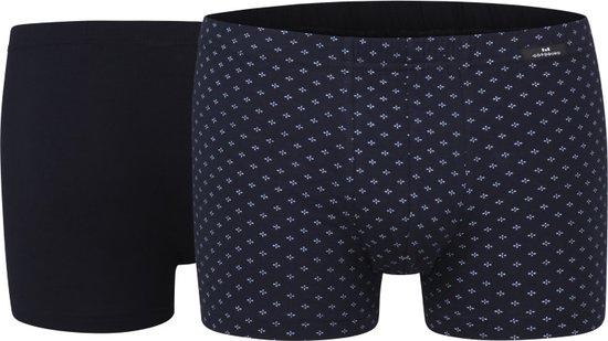 Gotzburg heren boxer normale lengte (2-pack) - donkerblauw mini dessin - Maat: 3XL