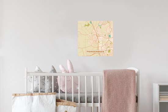 Muurstickers - Sticker Folie - Prinsenbeek - Plattegrond - Kaart - Stadskaart - Vintage - 30x30 cm - Plakfolie - Muurstickers Kinderkamer - Zelfklevend Behang - Zelfklevend behangpapier - Stickerfolie