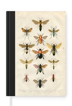Notitieboek - Schrijfboek - Een illustratie van een groep bijen tegen een lichte achtergrond - Notitieboekje klein - A5 formaat - Schrijfblok